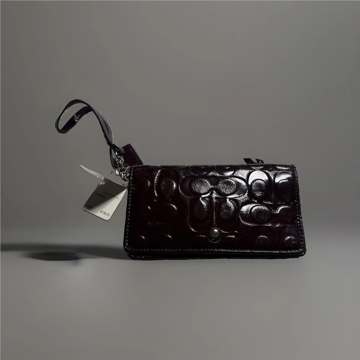 Coach Plum Color Patent Leather Signature Embossed Long Wallet Wristlet