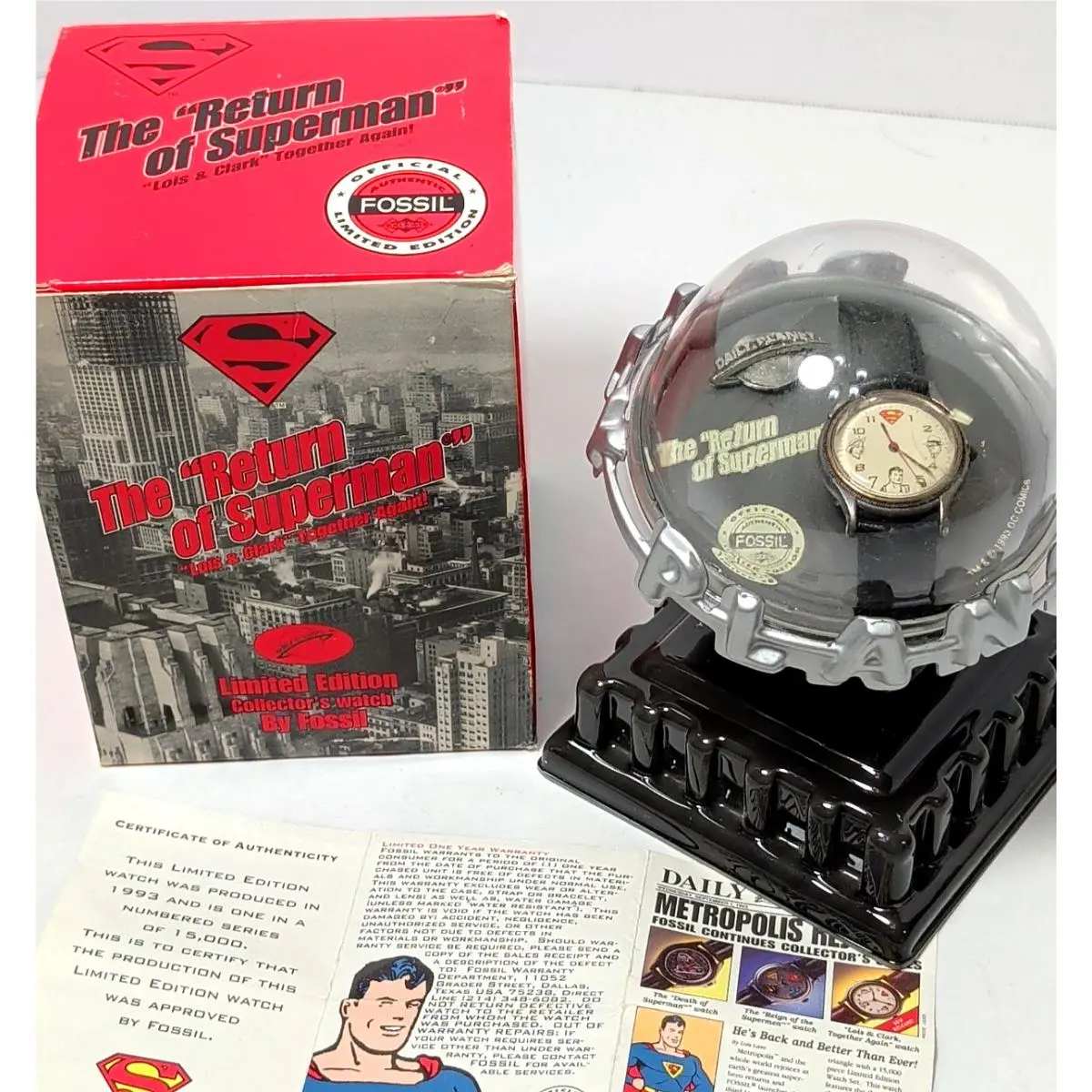 1993  Return of Superman Watch Limited Edition 12790/15000 LI-1033 Box by Fossil