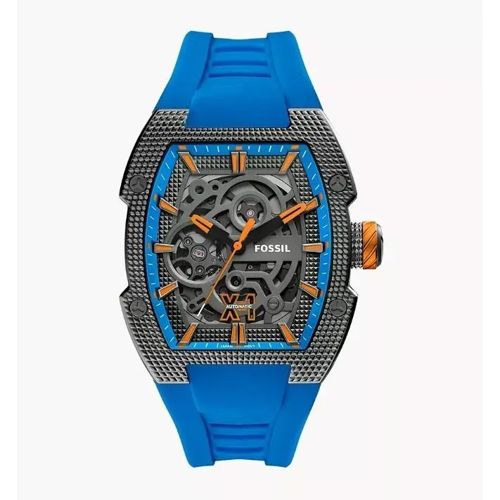 Machine X-1 42 mm Automatic Blue Skeleton Dial Men`s Watch ME3285 by Fossil