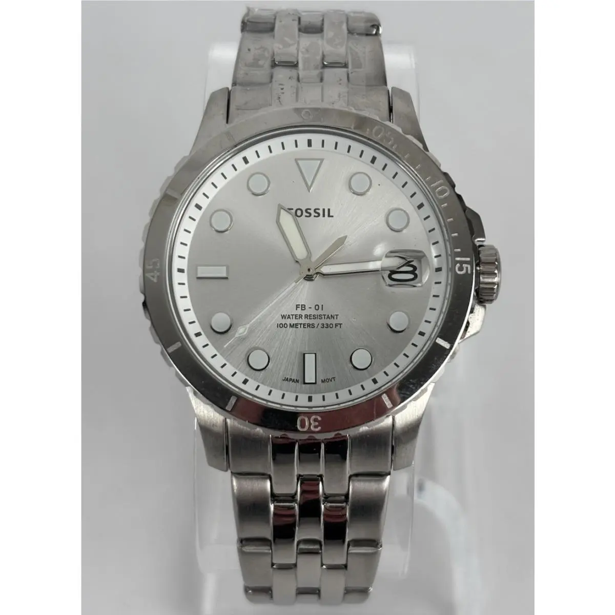 ES4744 36mm Silver Tone Quartz Date Watch W/bracelet Battery by Fossil