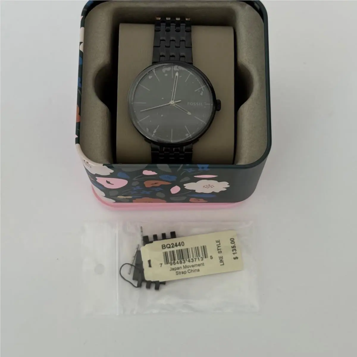 BQ2440 Luther Black Stainless Men`s Quartz Watch Tin Needs Battery by Fossil