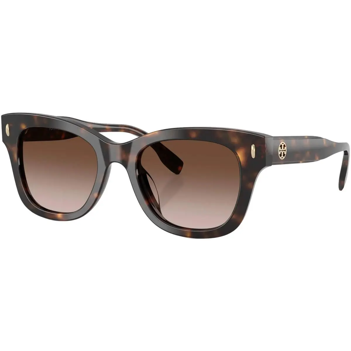 Women`s Soft Square Sunglasses w/ Rivet Details - TY7225U Dark Tortoise/Brown (196413-51) by Tory Burch
