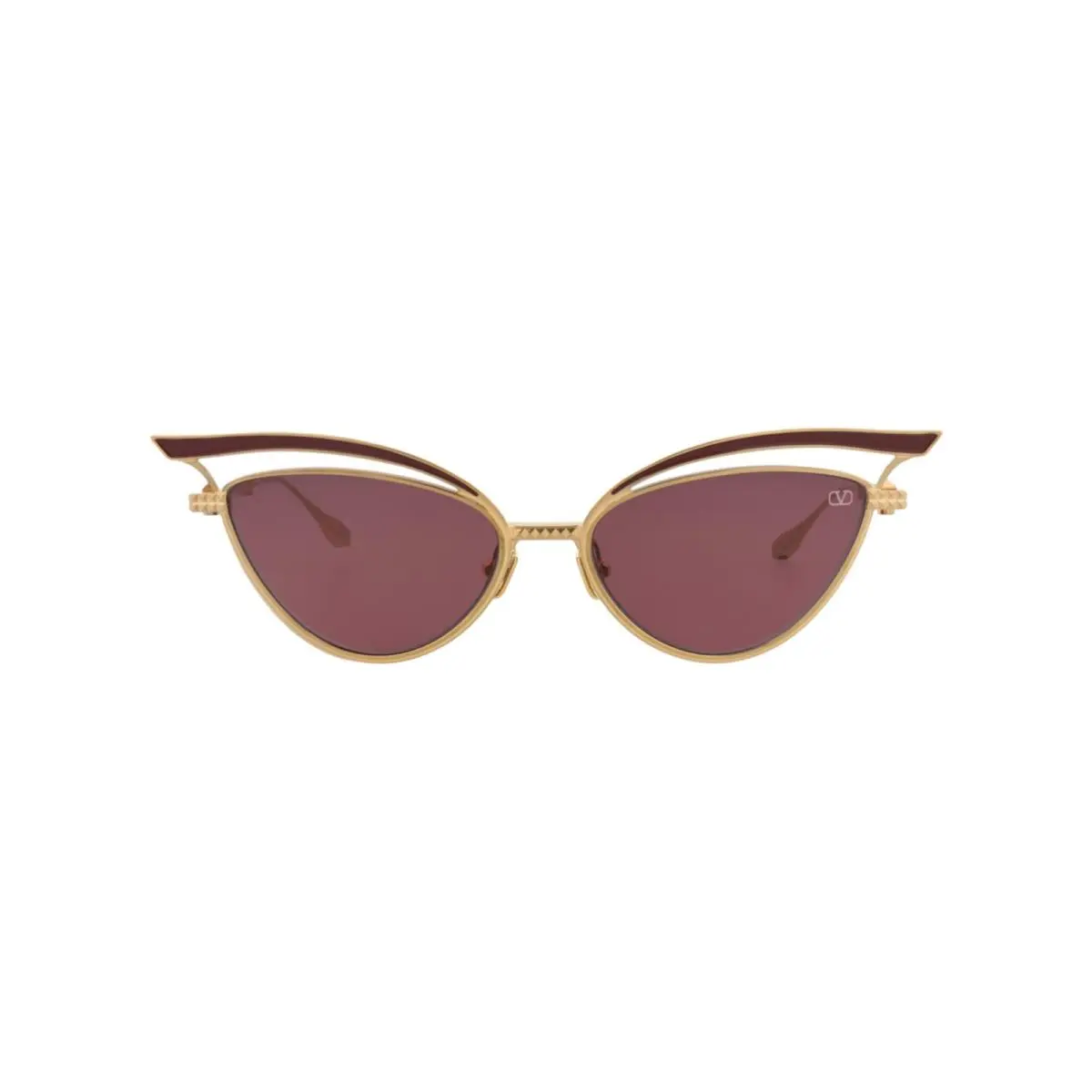 Womens Cat Eye Gold Gold Bordeaux Fashion Designer Eyewear by Valentino