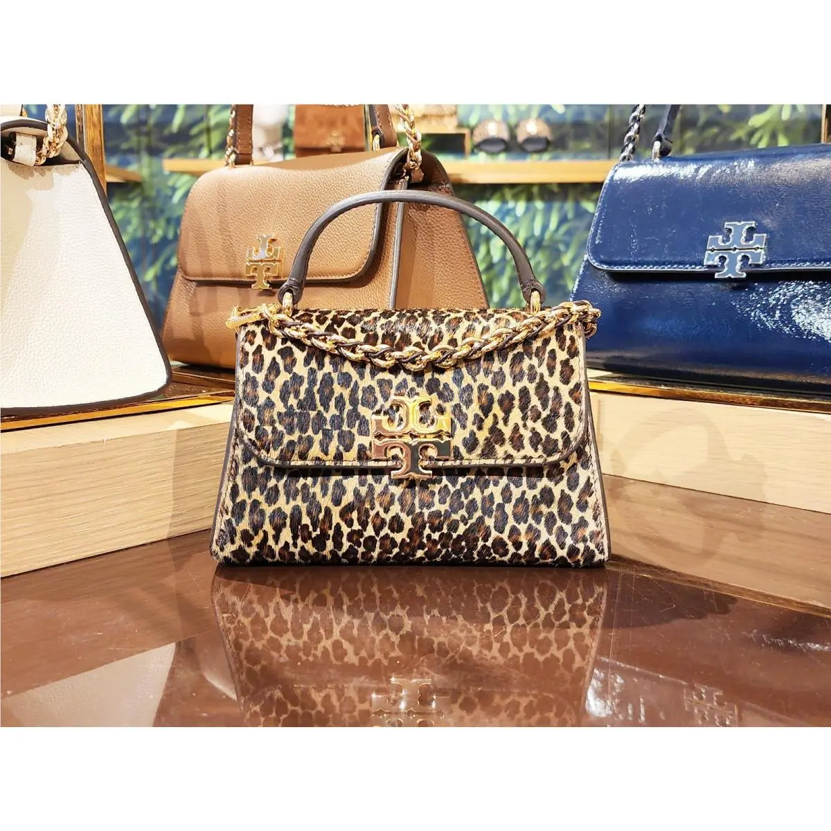 Britten Animal Print Haircalf Mini Top Handle Bag Crossbody 182556 by Tory Burch