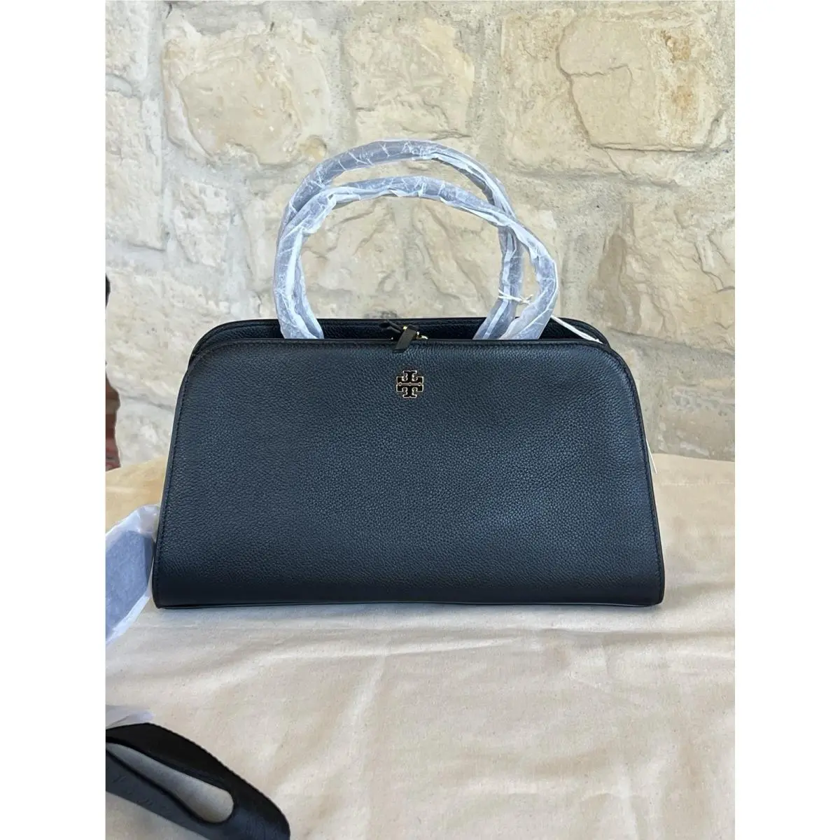 Small Center Zip Satchel 175618 Black by Tory Burch