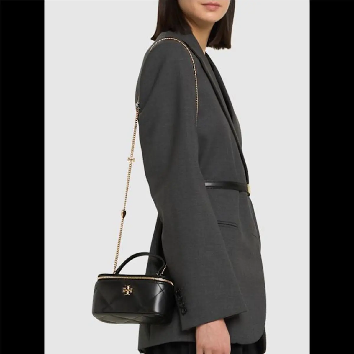 Kira Diamond Quilt Vanity Case Black OS by Tory Burch