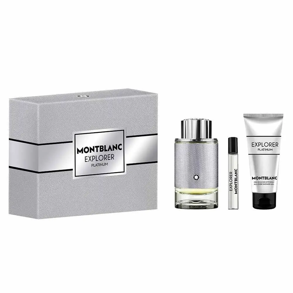 Mont Blanc Explorer Platinum Men 3.4 Oz Edp Spray + 3.4 Oz S/gel + 7.5 Mini by Montblanc