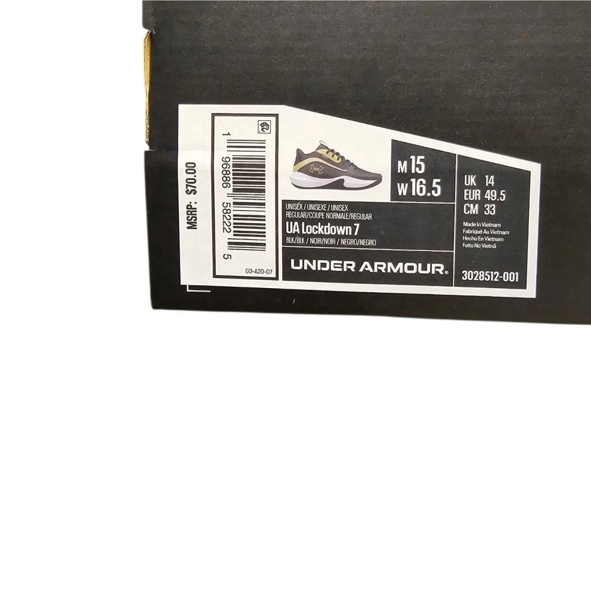 Under Armour shoes - 3028512-001 - 58222 - Black / Gold / White (UPC: 196886582225) 3