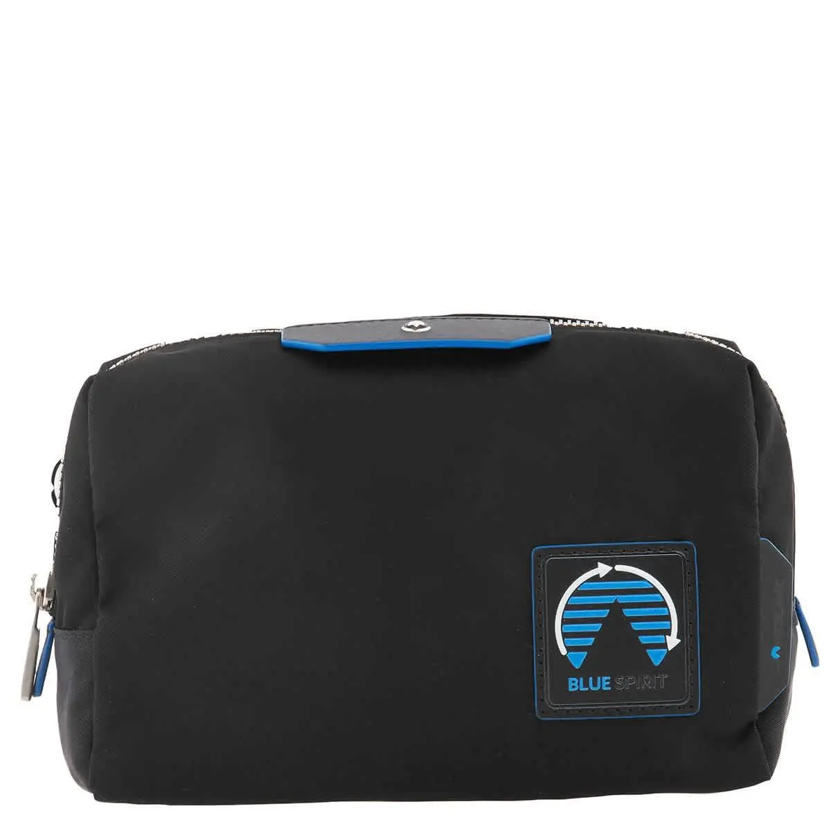 Black Blue Spirit Medium Nylon and Leather Trim Case - Luxury Washbags by Montblanc