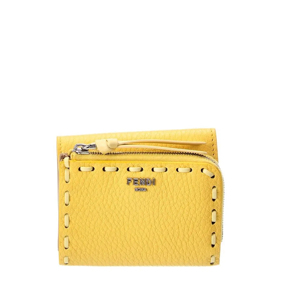 Selleria Micro Leather Trifold Wallet Women`s Yellow by Fendi