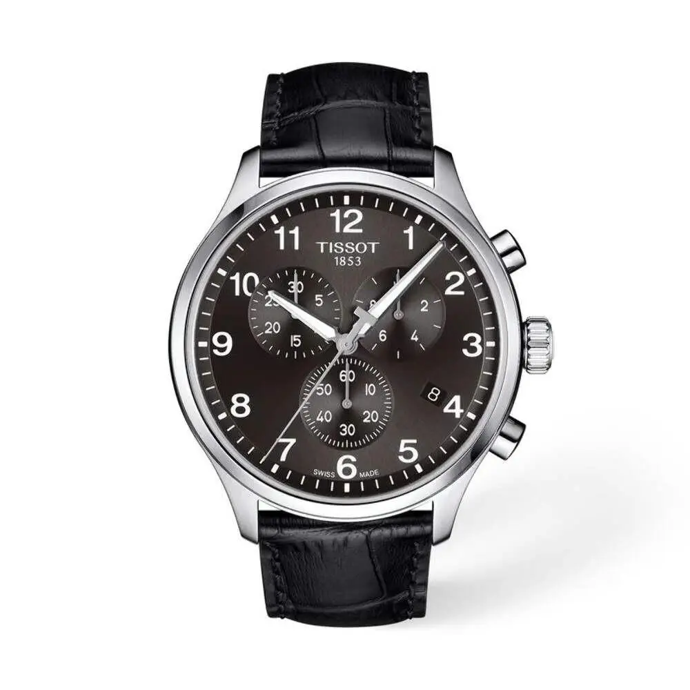 Chrono XL Classic Brown & Silver / Black Leather Brown & Silver D Chrono XL Classic Brown Silver / Black Leather Brown Silver Dial Wristwatch by Tissot