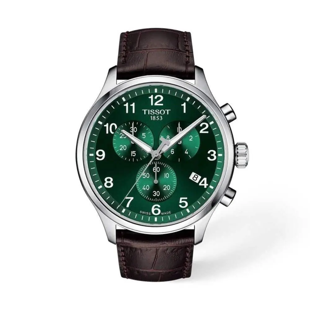 Chrono XL Classic Green / Brown Leather Green Dial Wristwatch T1166171609200-PL by Tissot