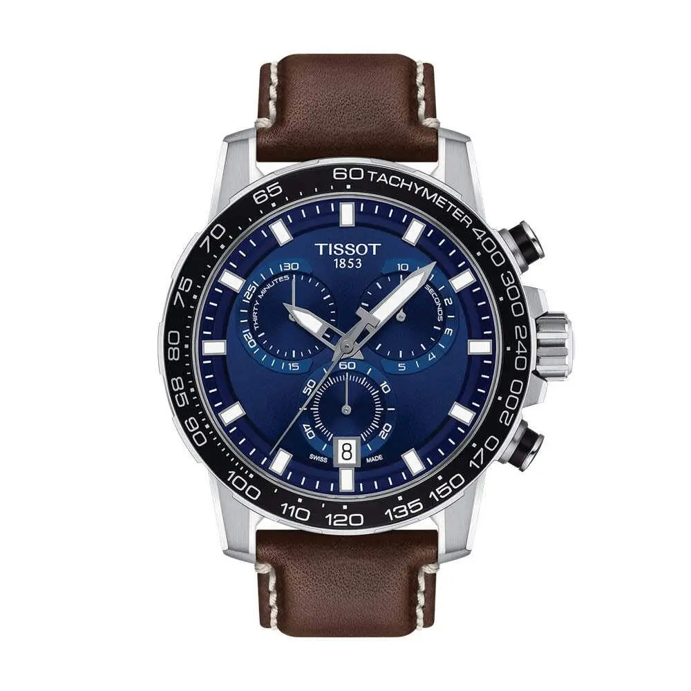 Supersport Chrono Blue / Leather Blue Dial Wristwatch T1256171604100 by Tissot