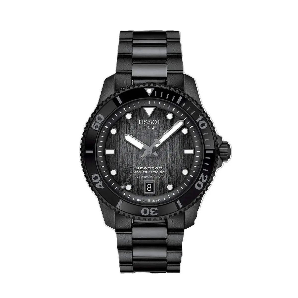 Seastar 1000 Powermatic 80 Gray-black Gradient Dial / Black Pvd Steel Bracelet G by Tissot