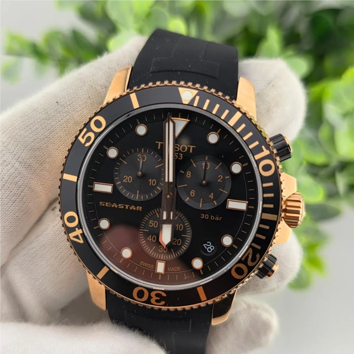 Seastar 1000 T120.417.37.051.00 Chronograph Black Rose Gold Men`s Watch by Tissot