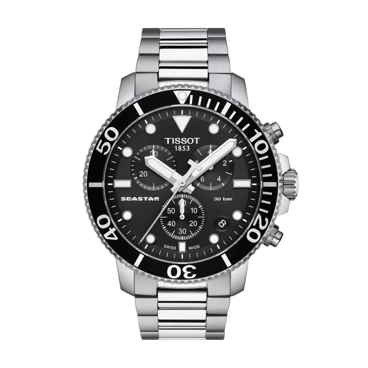 Seastar 1000 Chronograph Black / Stainless Steel Black Dial Wristwatch T12041711 by Tissot