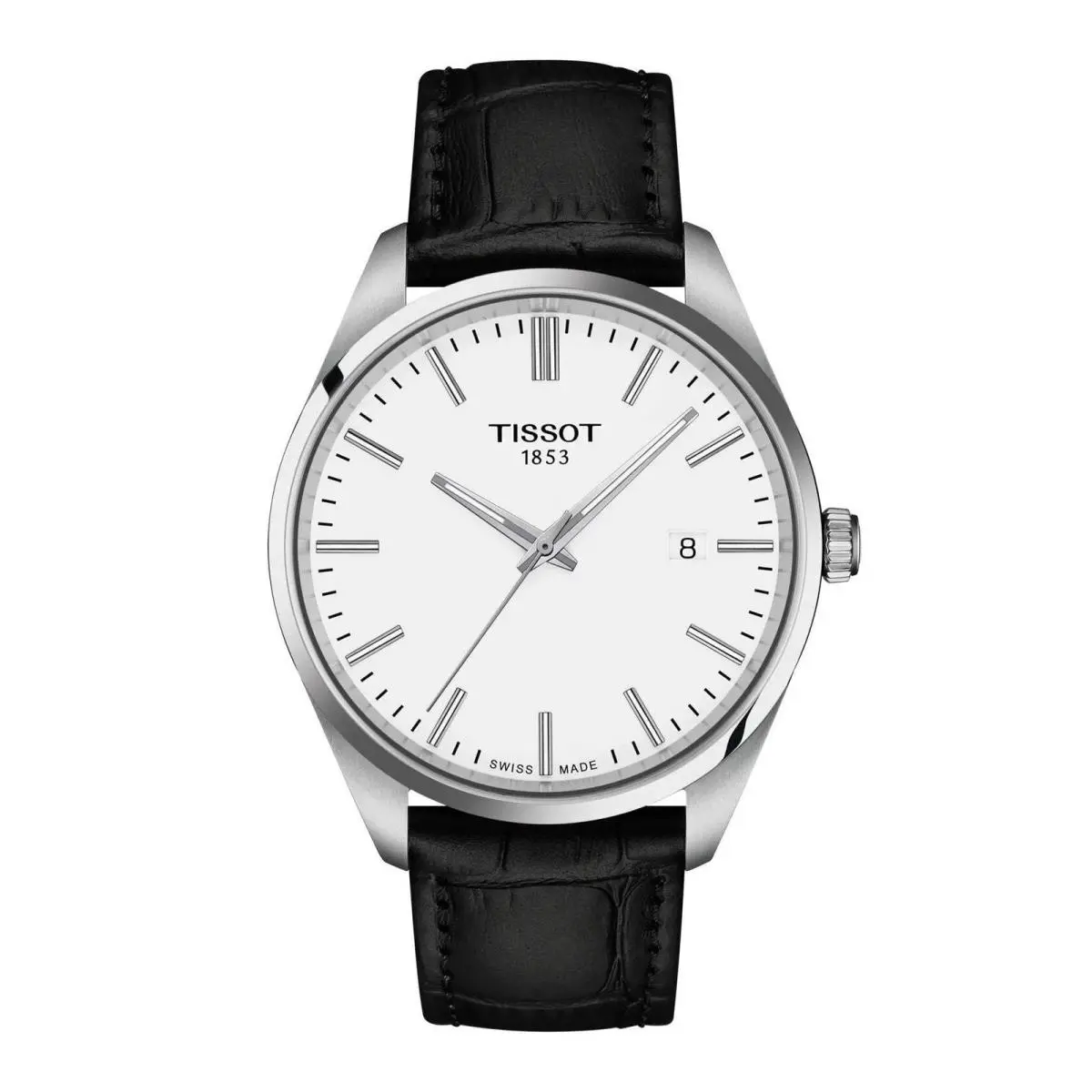 PR 100 White / Black Leather White Dial Wristwatch T1504101601100-PL by Tissot