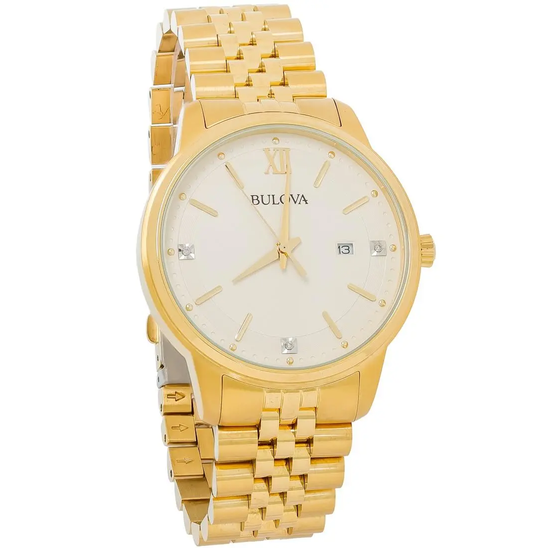 Classic Men`s Diamond Gold-tone Quartz Watch 97D125 by Bulova