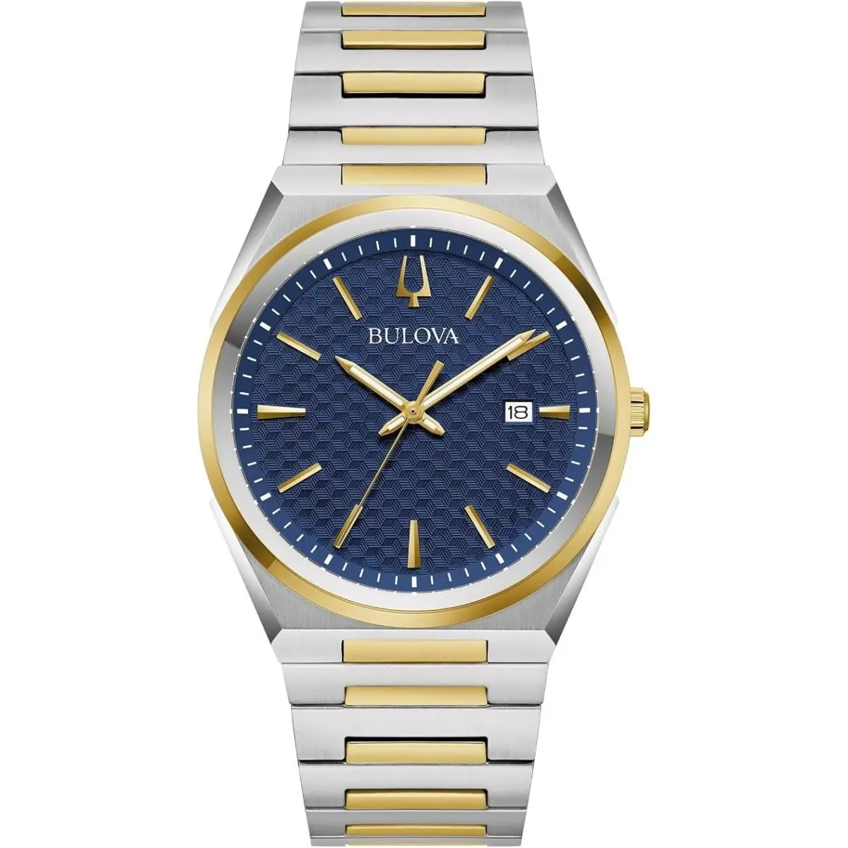 Classic Two-tone Blue Pattern Dial Men`s Quartz Watch – 98B443 by Bulova