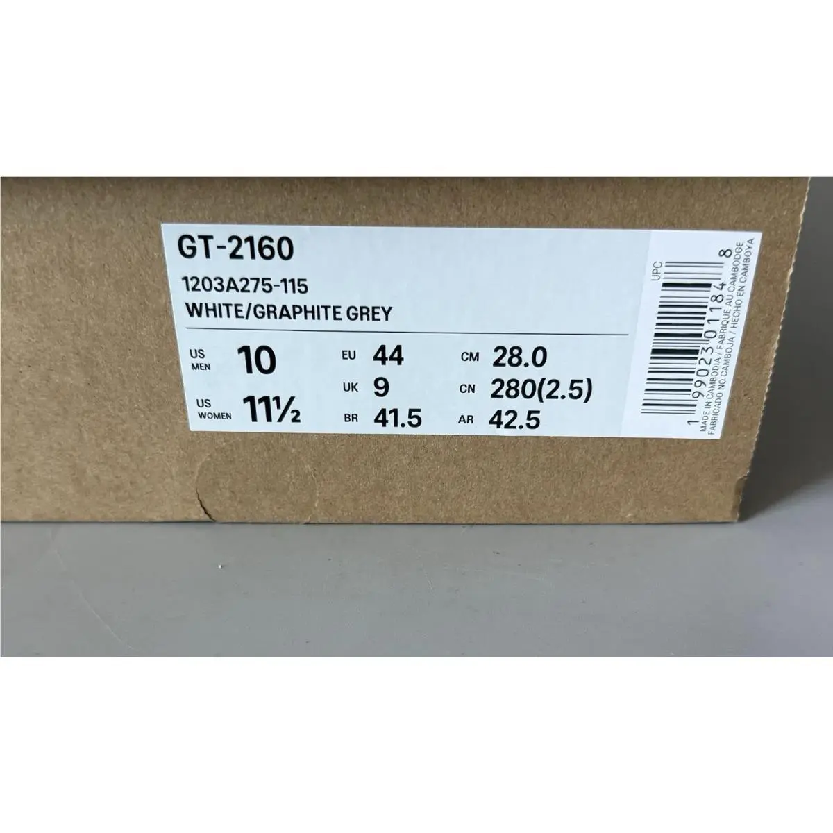 Asics shoes - ASICS GT-2160 - White/Graphite Grey (UPC: 0199023011930) 9