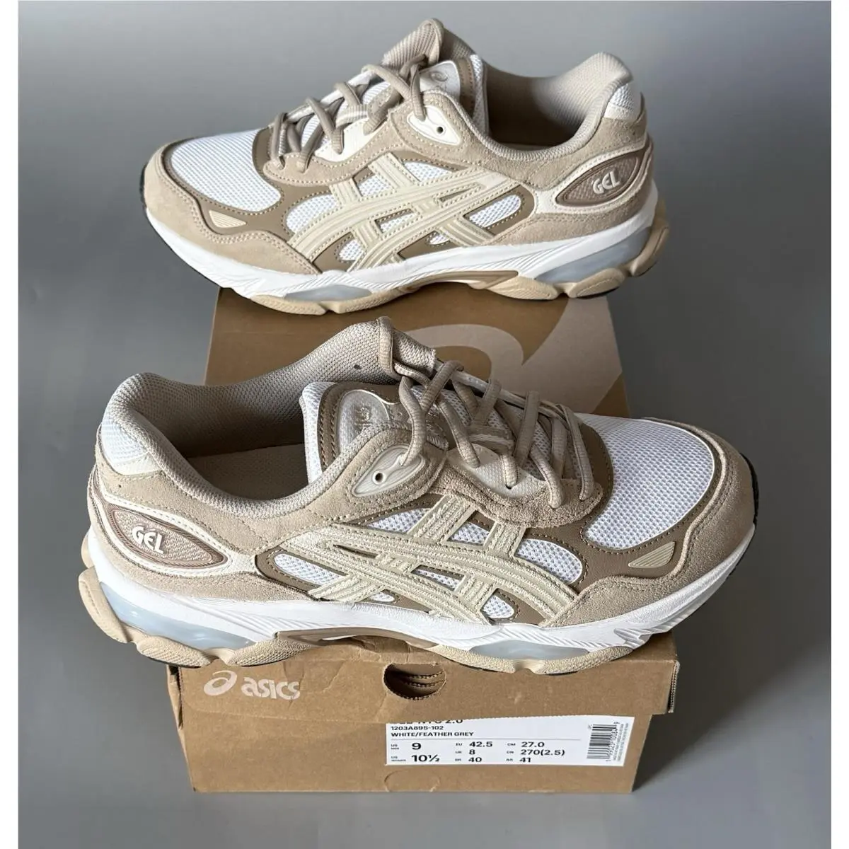 Gel-nyc 2.0 Sneakers — w/ Box — Men 9 Women 10.5 — White Feather Grey by Asics