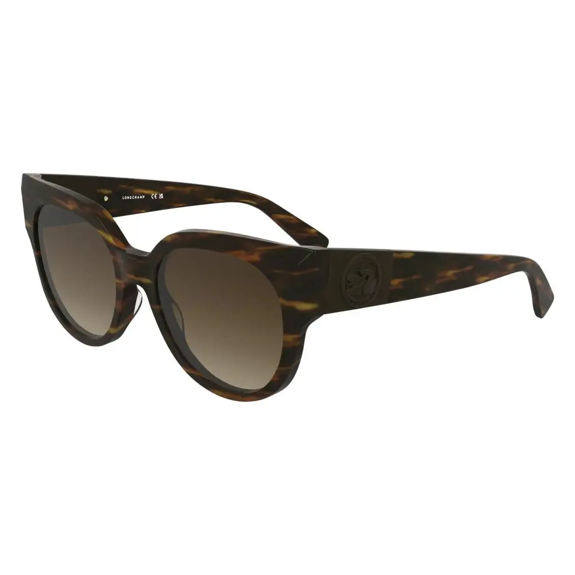 LO779S N 211 Striped Brown Sunglasses with Brown Gradient Lenses by Longchamp