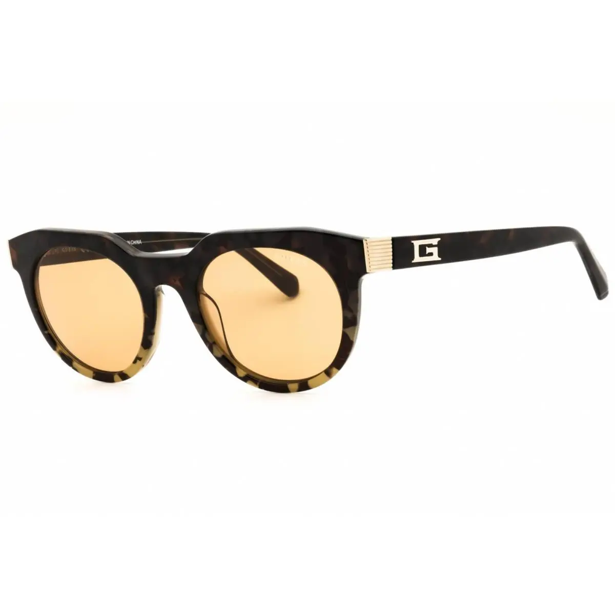 Unisex Sunglasses Havana Acetate Round Shape Full Rim Frame GU00214 56E by Guess