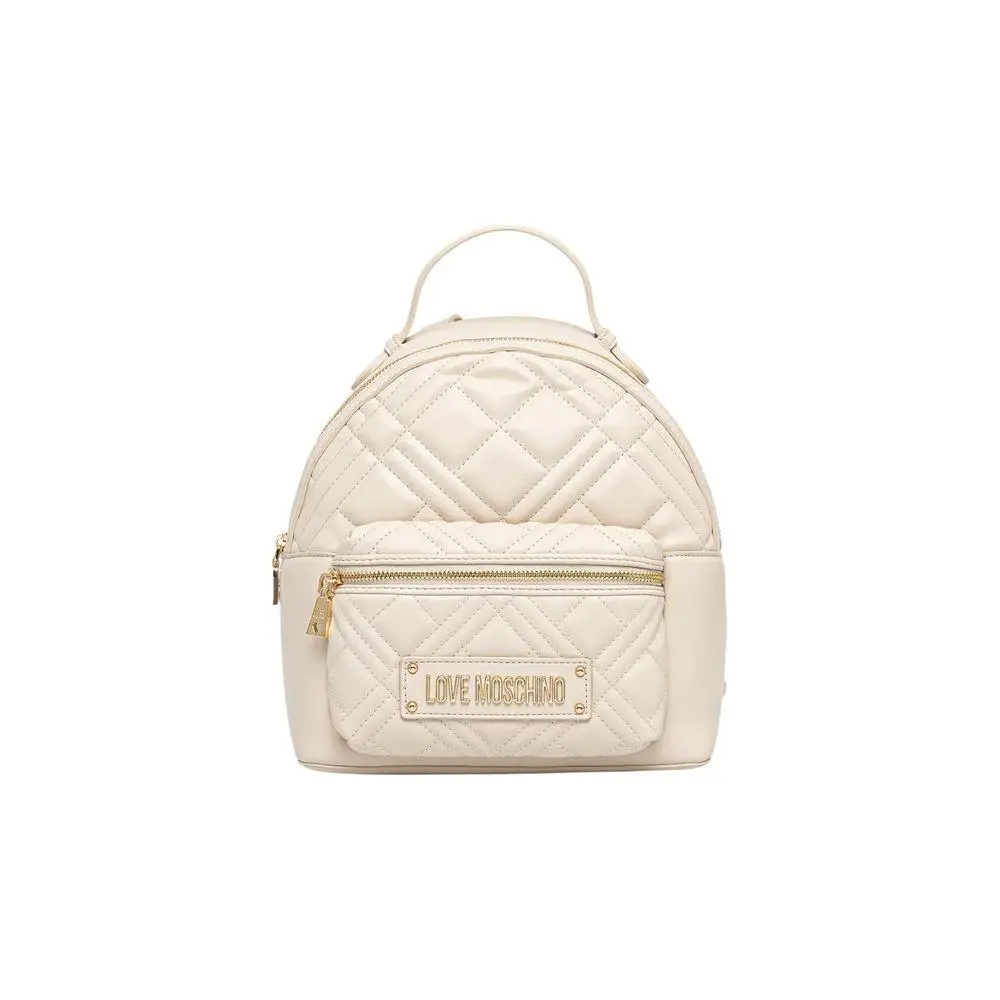 Love  Beige Polyethylene Backpack by Moschino