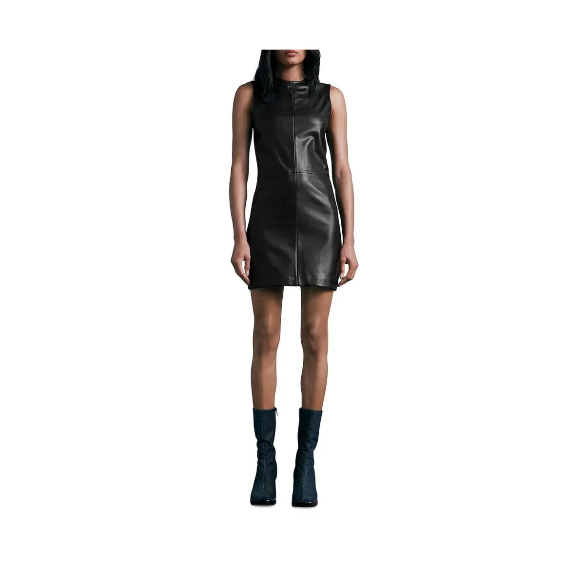 Rag Bone Womens Desta Leather Shift Dress Black Size 8 by Rag & Bone