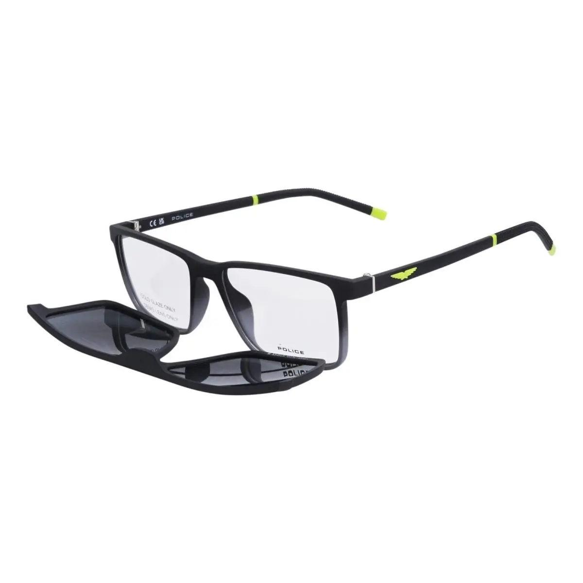 UPLL74 WT5P Eyeglasses Matte Black Frame + Clip ON 54mm by Police