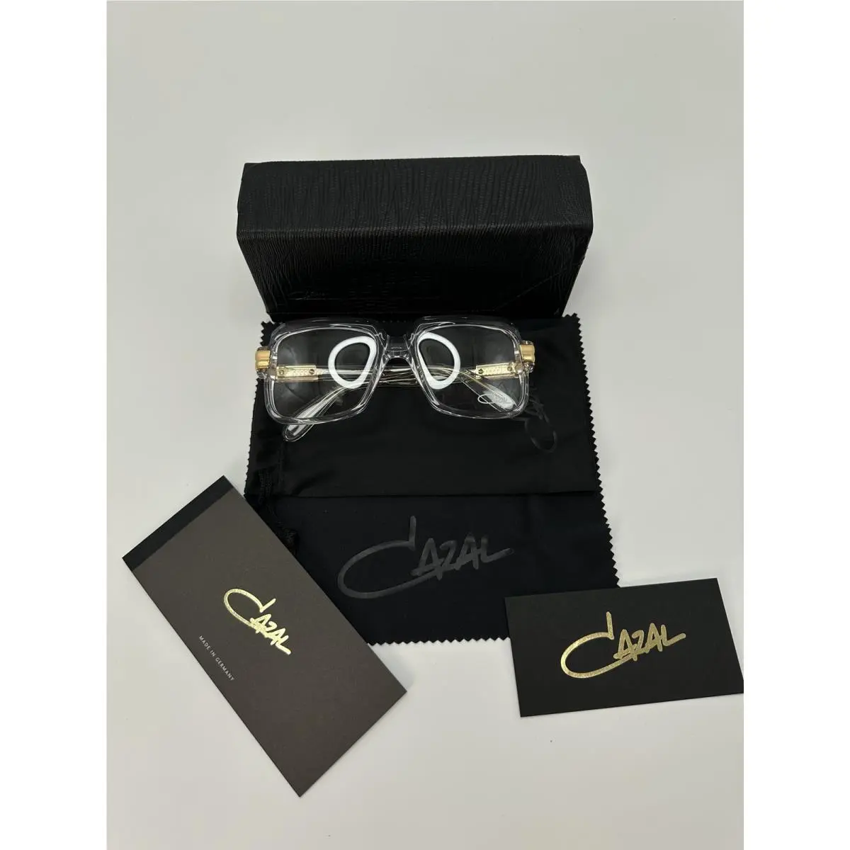 Cazal Cazcal Mens Eye Glasses Crystal Transparent Gold Detail Size 56-18 Legends 607