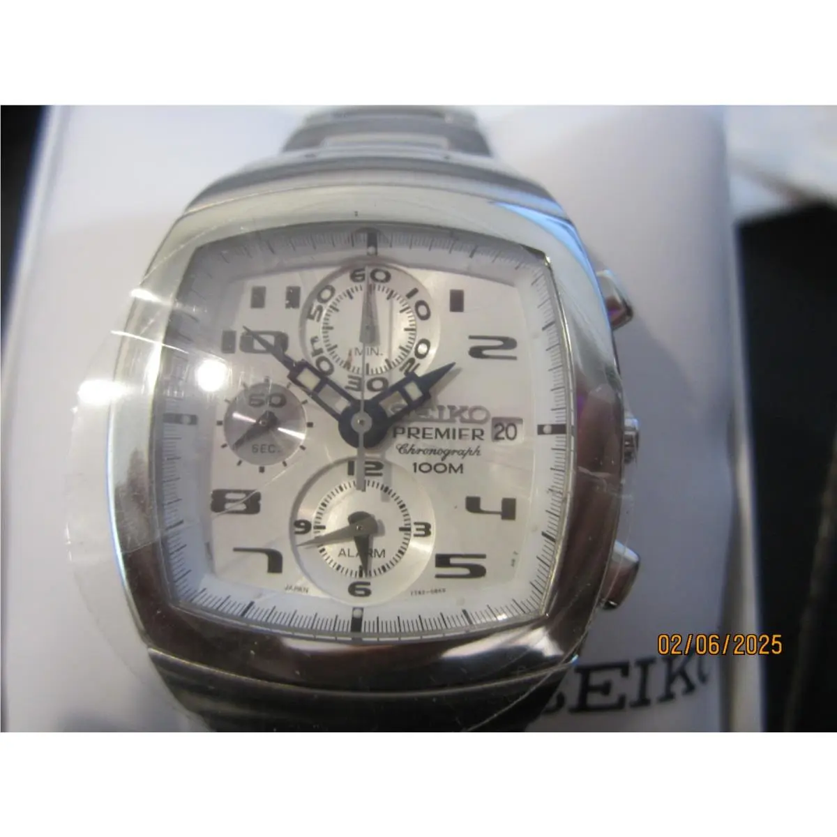 Premier Men`s Watch Chrono Alarm All S/s White Japan SNA143 by Seiko