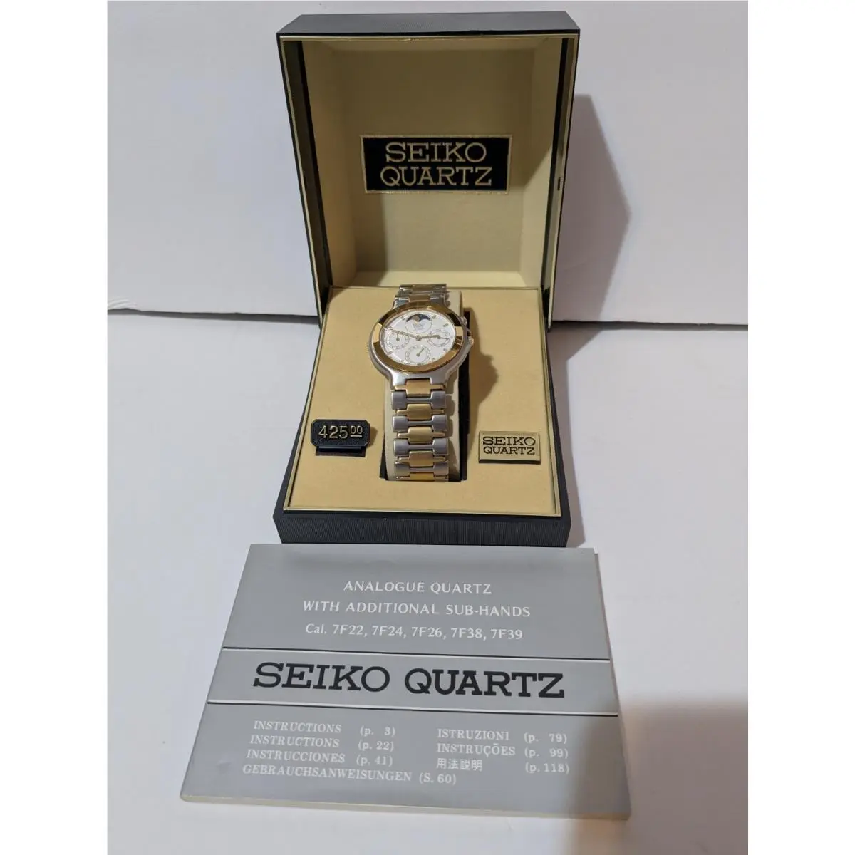 SQ100 Moon Phase 7F38-6129 Triple Chronograph Men`s Watch - Working by Seiko