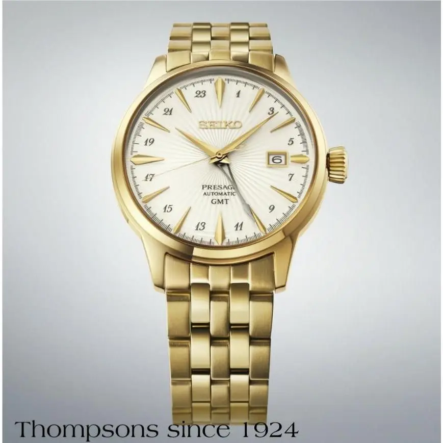 Presage Cocktail Time SS GP Gmt White Dial HCB004 by Seiko