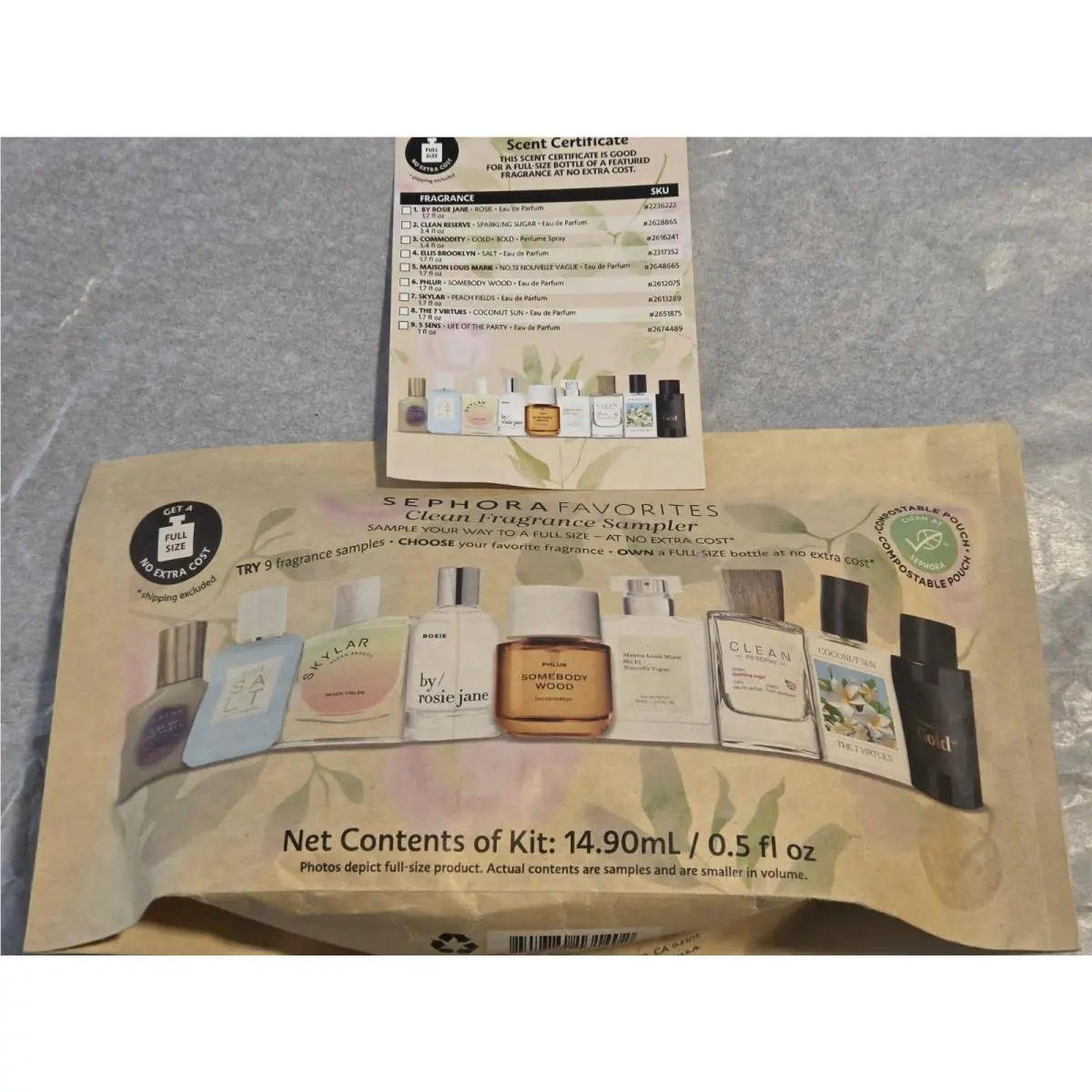 Favorites Clean Perfume Sampler Set 8 Scent with Scent Certificate by Sephora