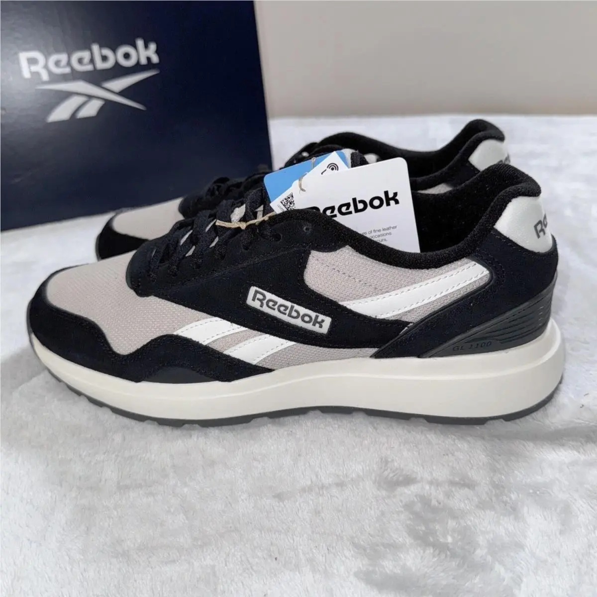 Reebok Rebook GL 1100 Size 9.5 Black Chalk Stone Retro Running Shoes 100201492