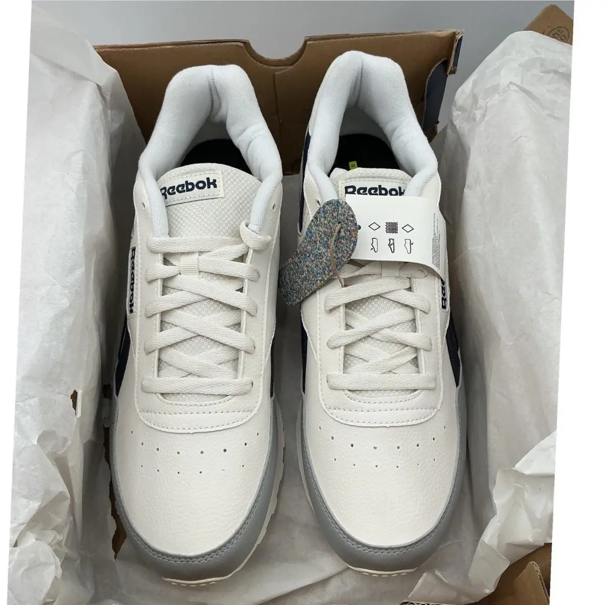 Reebok Rewind Run Mens Sneakers Chalk Navy Grey GV8544 Low Top Running Shoes