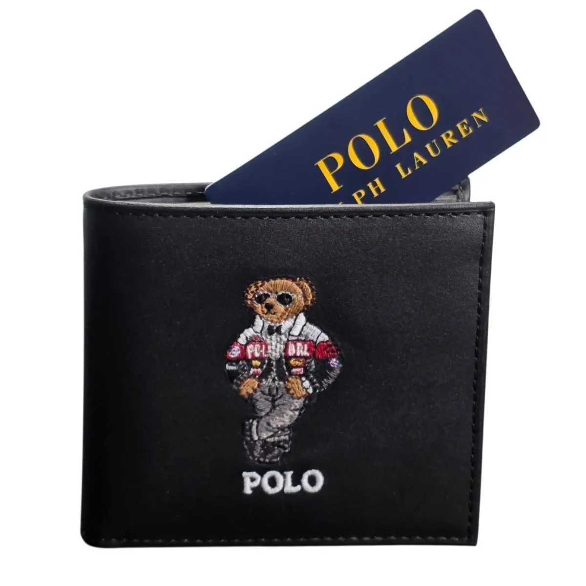 Polo Ralph Lauren Polo Bear Leather Billfold Wallet Black
