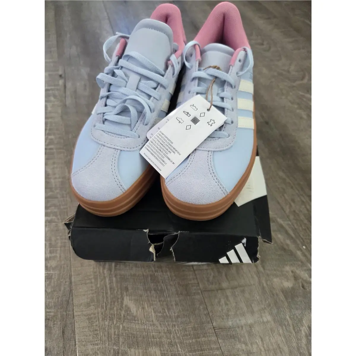Adidas shoes - adidas VL Court Bold J - KJ9417 - Light Blue, Pink, White, Brown 8