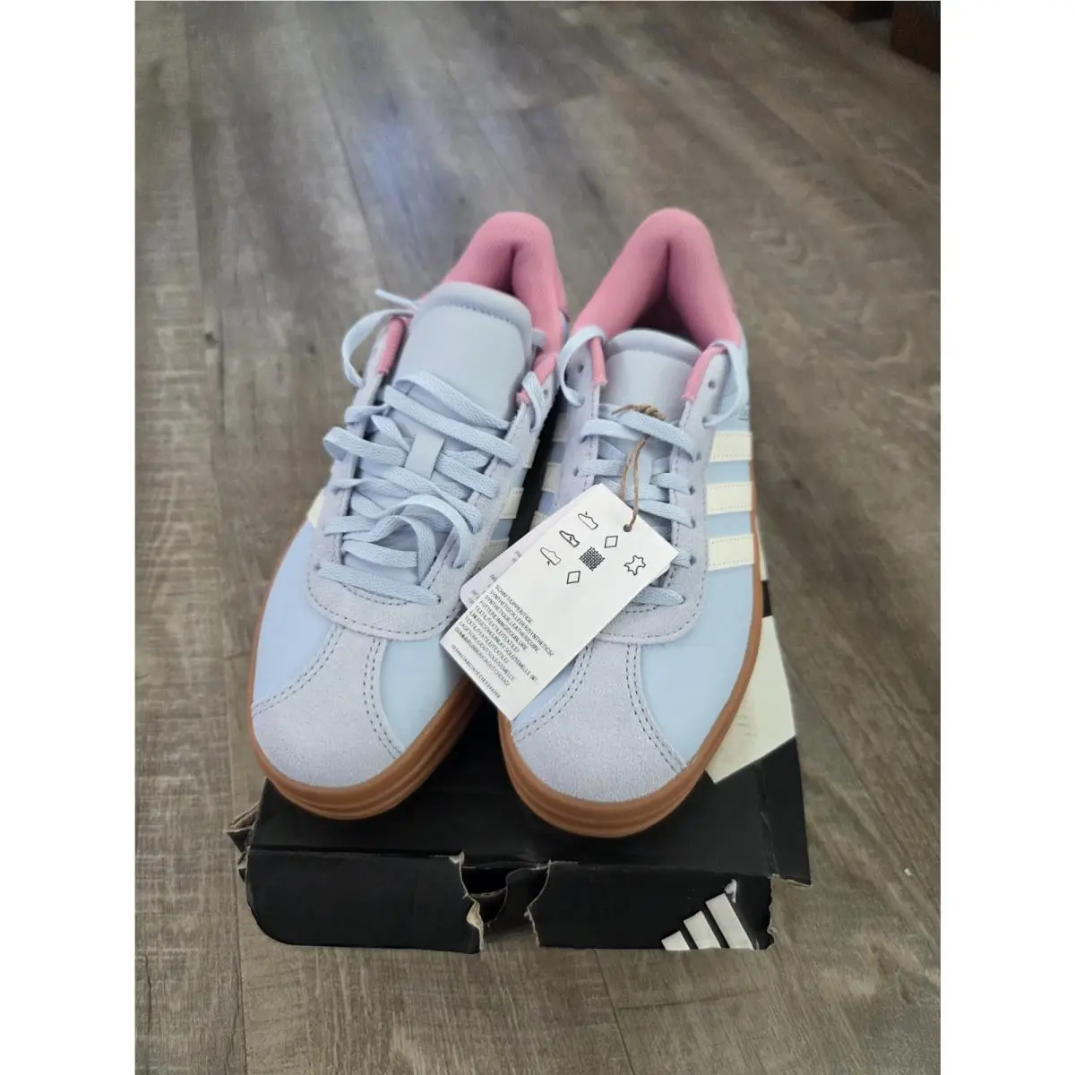 Adidas shoes - adidas VL Court Bold J - KJ9417 - Light Blue, Pink, White, Brown 9