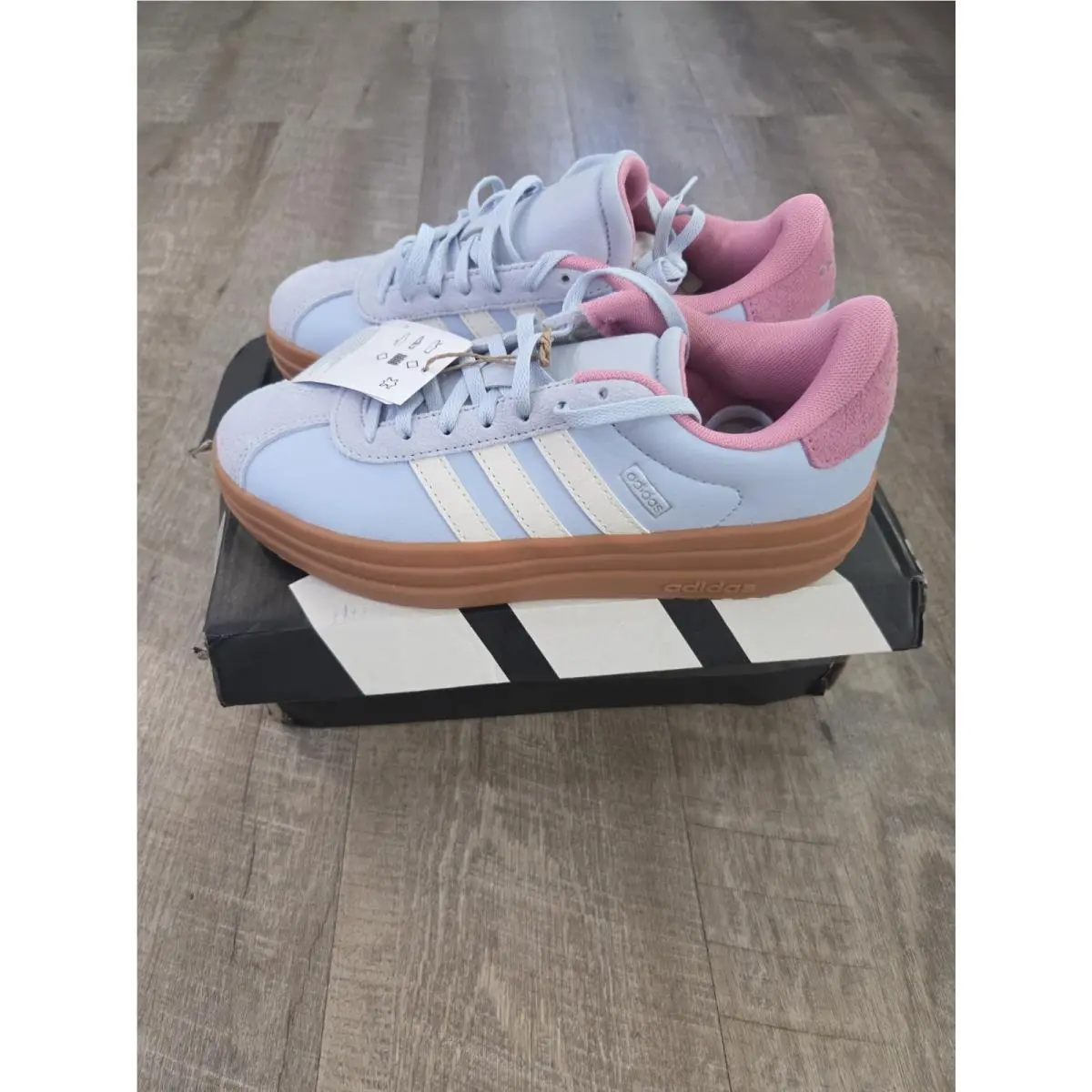 Adidas shoes - adidas VL Court Bold J - KJ9417 - Light Blue, Pink, White, Brown 10