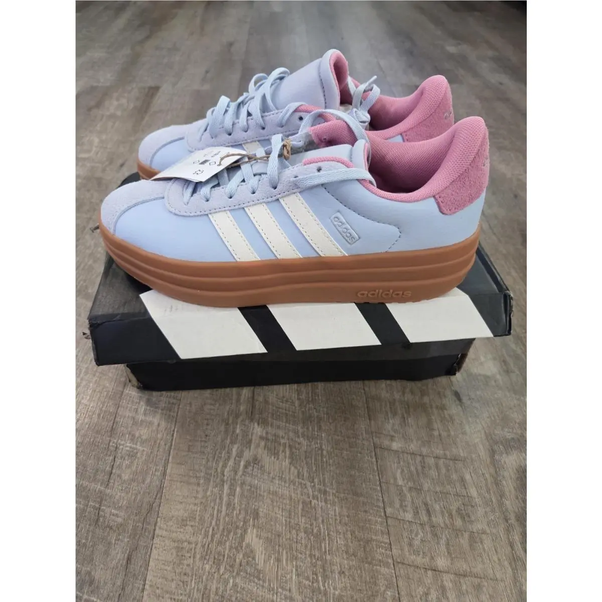 Adidas shoes - adidas VL Court Bold J - KJ9417 - Light Blue, Pink, White, Brown 11