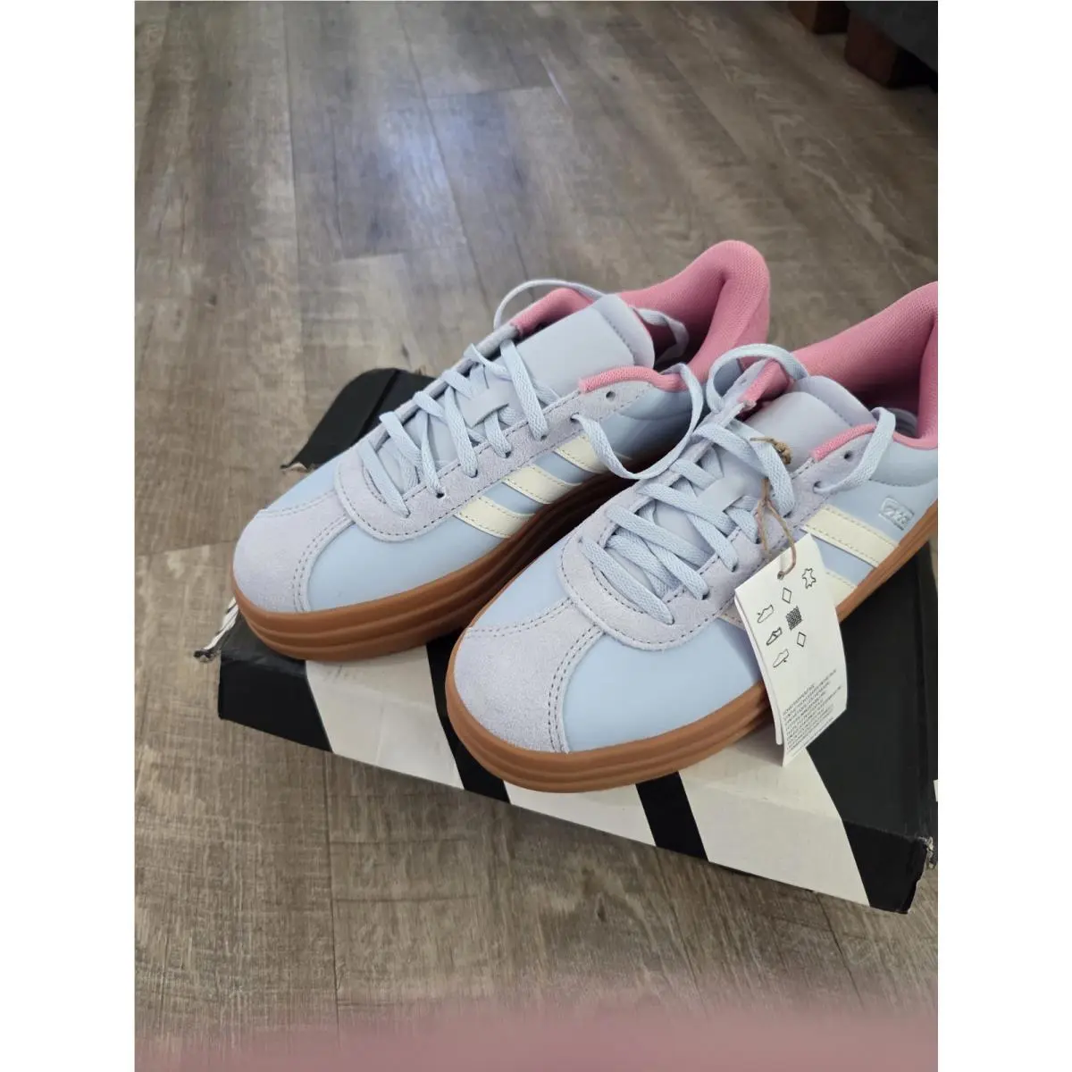 Adidas shoes - adidas VL Court Bold J - KJ9417 - Light Blue, Pink, White, Brown 0