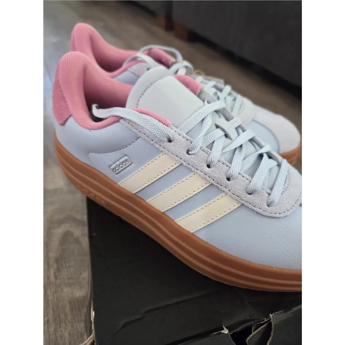 Adidas shoes - adidas VL Court Bold J - KJ9417 - Light Blue, Pink, White, Brown 1