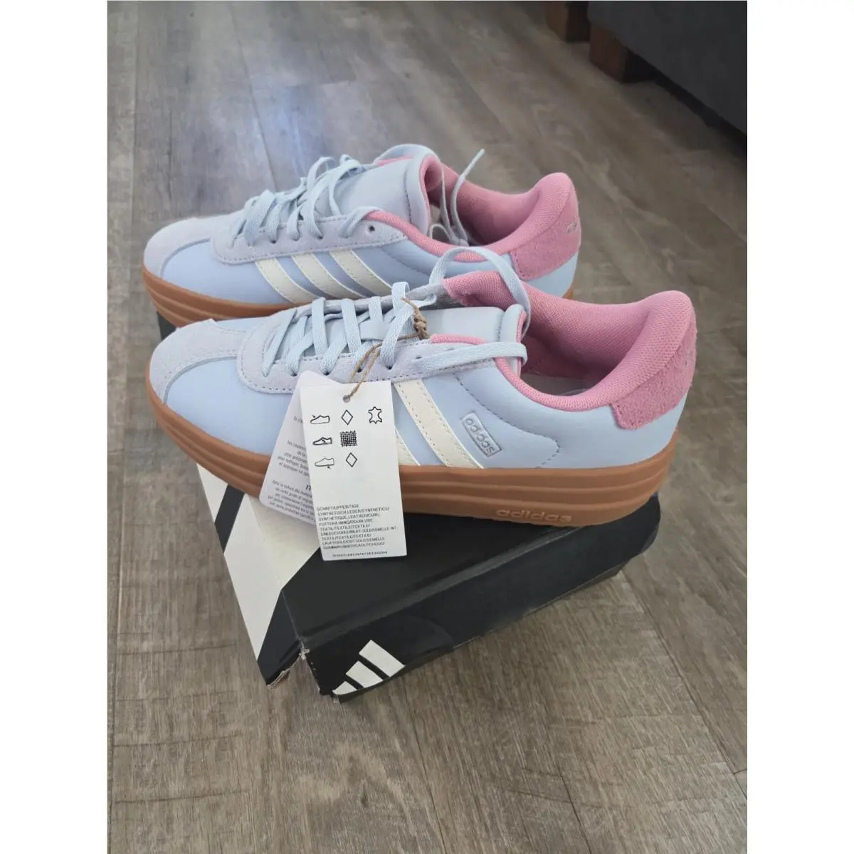 Adidas shoes - adidas VL Court Bold J - KJ9417 - Light Blue, Pink, White, Brown 2