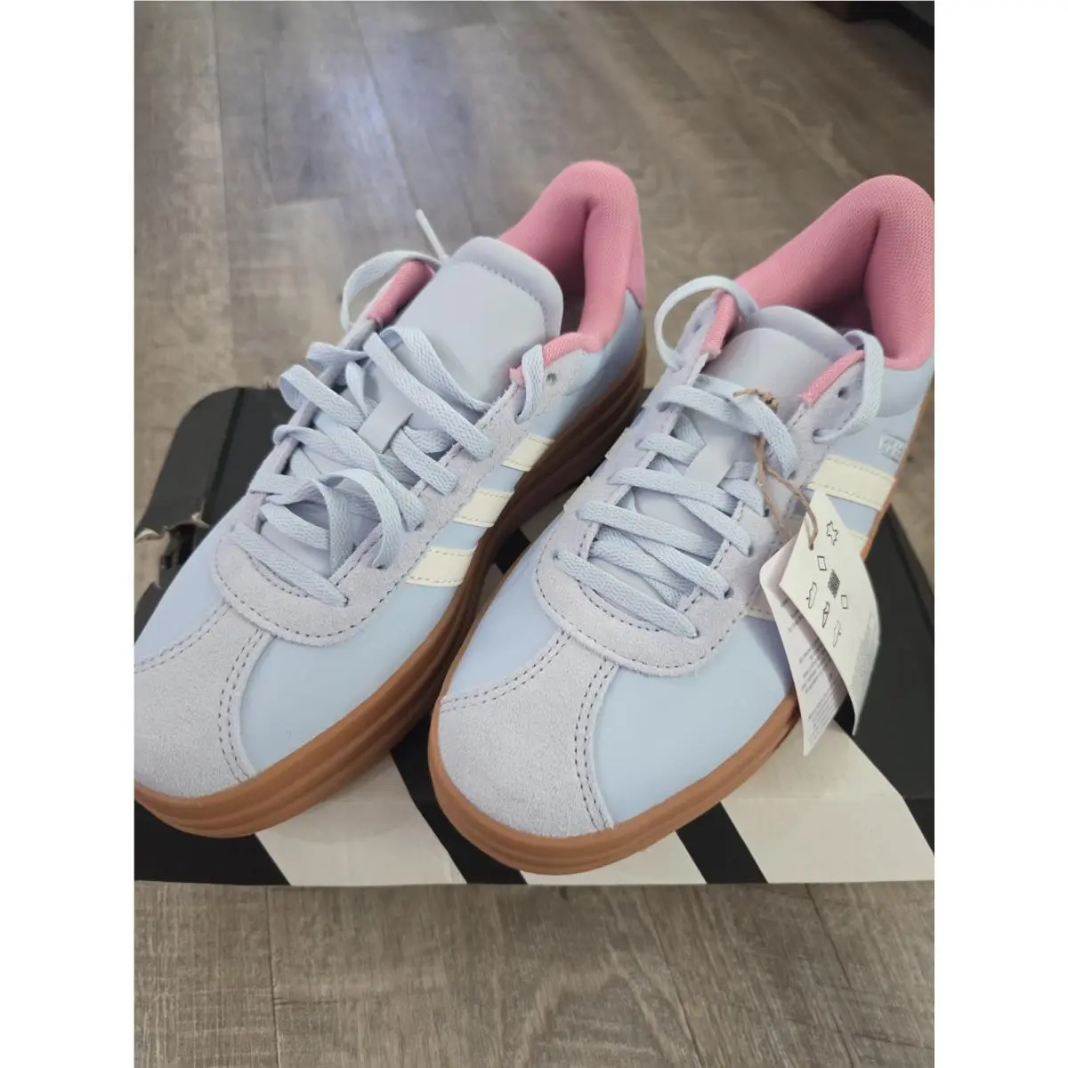 Adidas shoes - adidas VL Court Bold J - KJ9417 - Light Blue, Pink, White, Brown 3