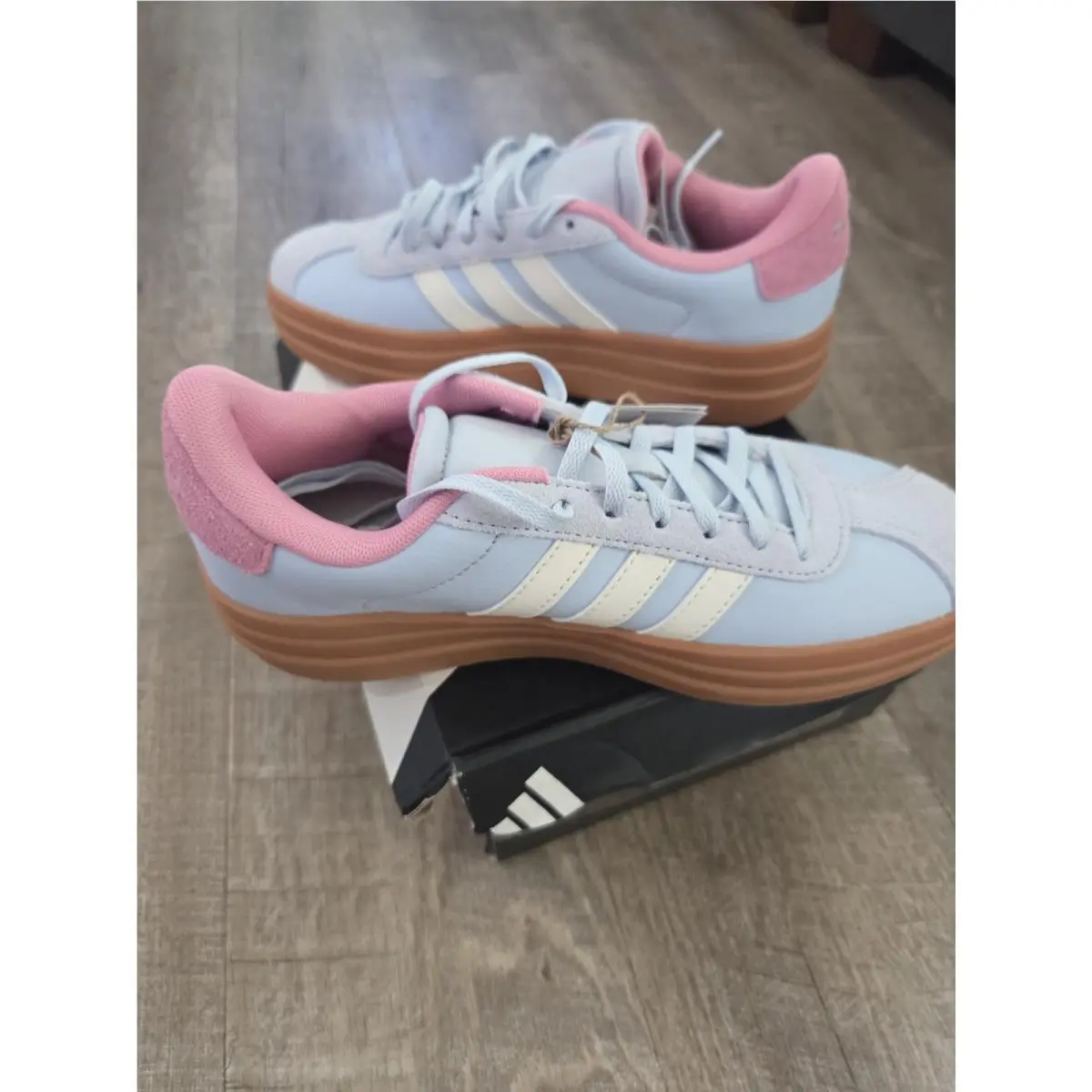 Adidas shoes - adidas VL Court Bold J - KJ9417 - Light Blue, Pink, White, Brown 5