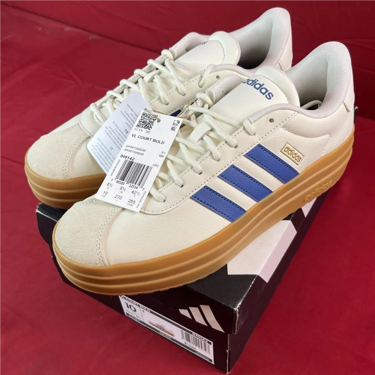 Adidas shoes - adidas Vl Court - Court - IH9142 - Off White/Gum + Blue (UPC: 0198320225347) 4