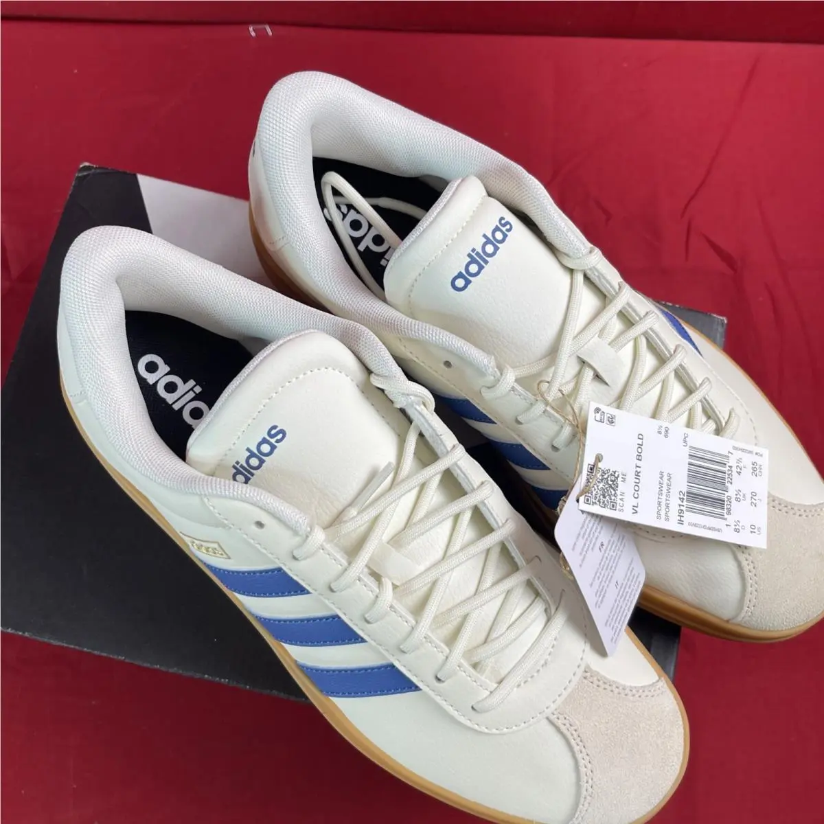 Adidas shoes - adidas Vl Court - Court - IH9142 - Off White/Gum + Blue (UPC: 0198320225347) 6
