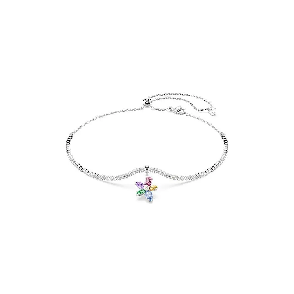 Swarovski Ariana Grande Flower Choker Necklace Multicolor Rhodium Plated 5749189